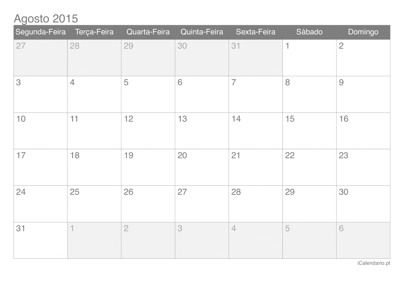 Calendário de agosto 2015