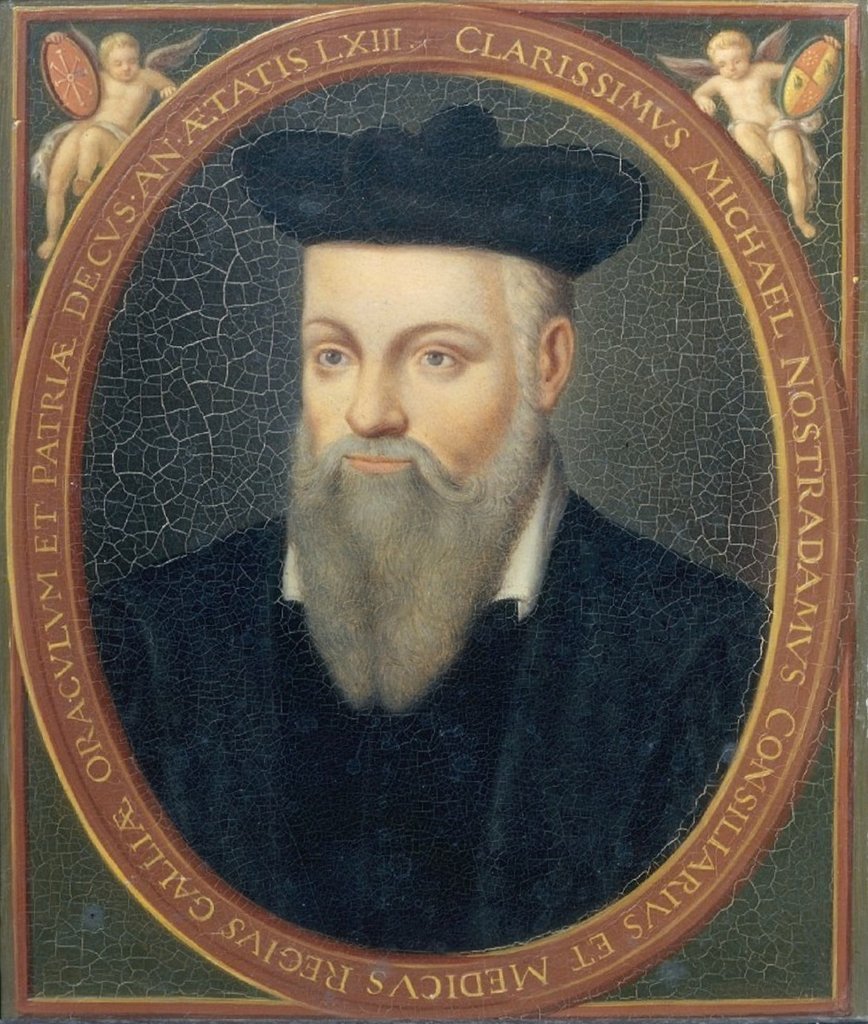 Michel de Nostre-Dame, chamado Nostradamus, astrólogo (1503-1566), pintura de César de Nostre-Dame (1555-1629), conservada no castelo de Versalhes