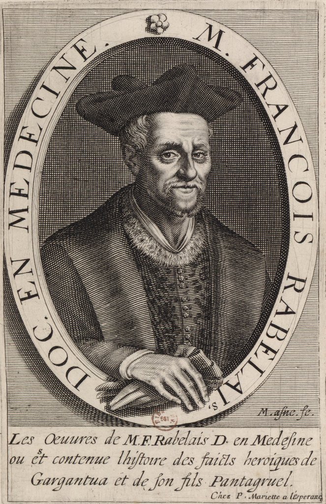 François Rabelais - 1483 (?)-1553. Gravura de Michel Lanne, 1630.