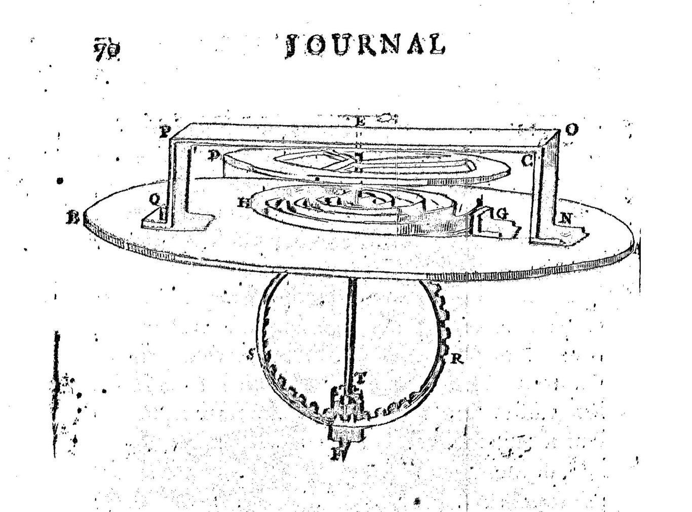 Desenho feito por Huygens e publicado no Journal des sçavans de 25 de fevereiro de 1675.
