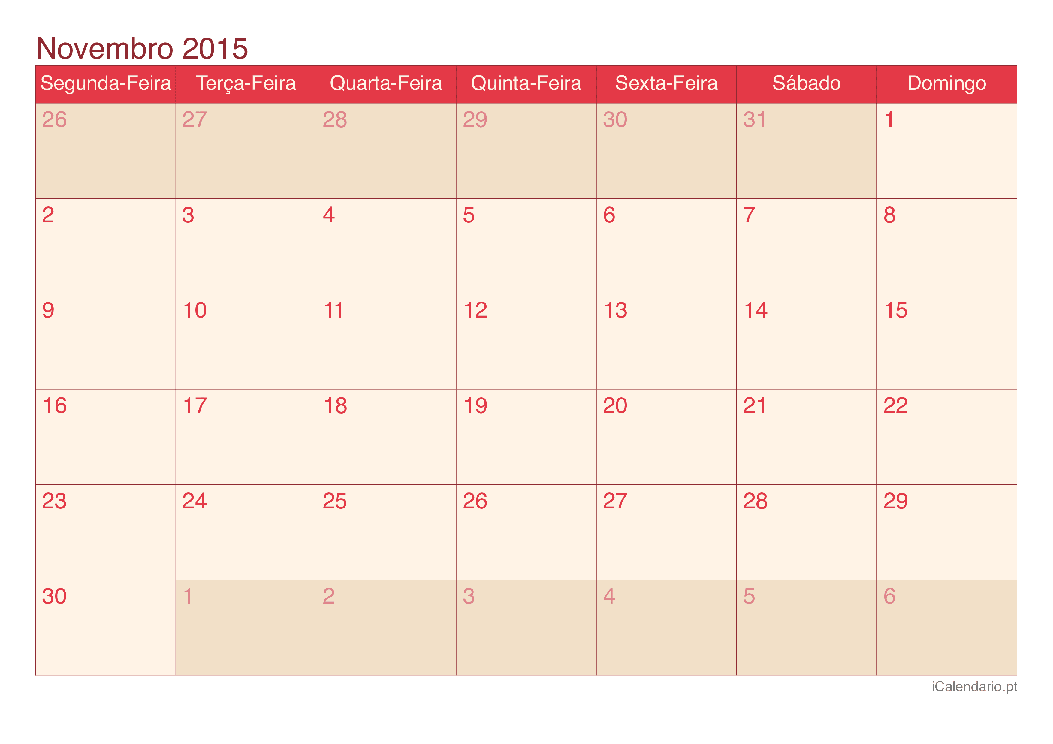 Calendário de novembro 2015 - Cherry
