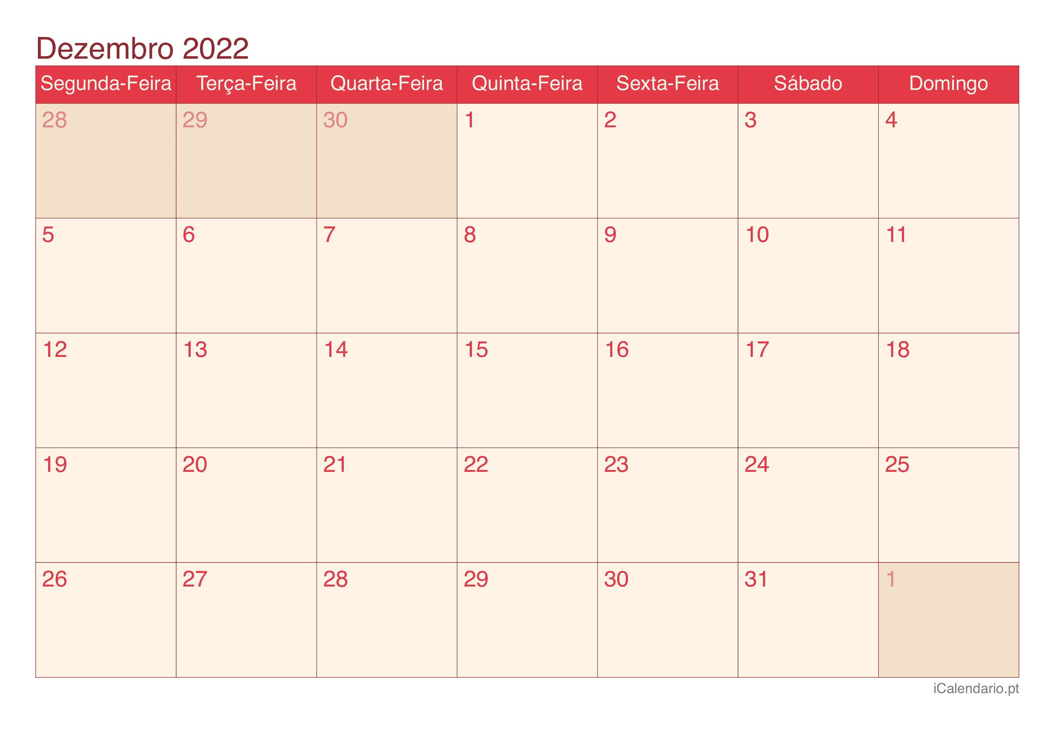 Calendário de dezembro 2022 - Cherry